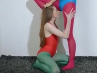 털이 많은 lezzs 에 나일론 바지 사랑하는