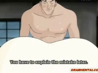 Bondage hentai mom gets fucked brutally by bandits while her young lady watching it
