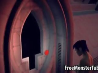 Blue Haired 3D deity Sucking On An Alien's shaft