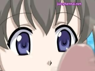 Võluv anime koolitüdruk masturbeerimine a võll