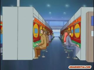 Rotschopf hentai wird squeezed und leckte sie bigboobs