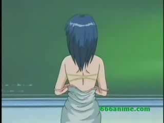 Hentai stunner goes sexually aroused when posing Nude for a drawing class