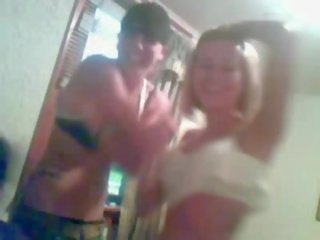 Two stupendous drunk teens strip, fondles and kiss on webcam film