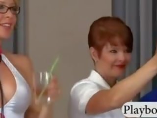 Lascivious Swingers In Uniform Give Blowjob In Playboy House
