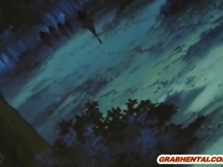 Chained hentai gets fingered her pussy