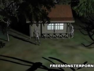 Prsatá 3d karikatura cookie v prdeli těžký venku podle a zombií