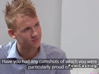 Muscled adolescent cums on hairy female agent
