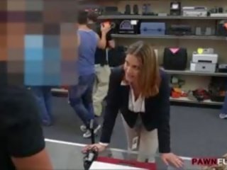 Foxy big boobs business young female screwed up in the pawnshop
