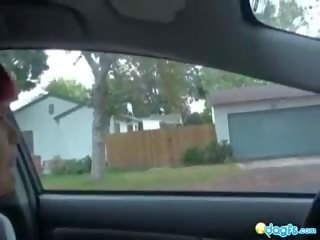 Ryšavý emo auto driving lustful