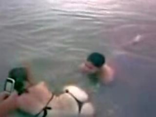 Latin gets surprised in the river from behind clip