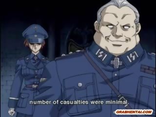 Chained Hentai diva Brutally Fucked By Soldiers