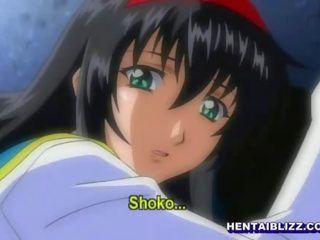 Hentai coed watching her boyfriend gets assfucked by pervert lad