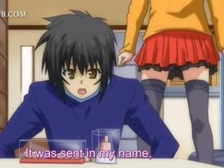 Teenage hentai honey checking her tits in the mirror