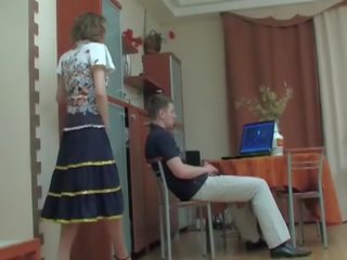 Dude watching x rated video seduced by brunette milf