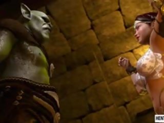 Chained 3d femme fatale Sucks Monsters Cocks