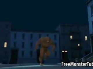 Great 3d cookie lays on a pulisi mobil and sucks a monsters peter