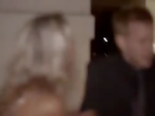 Glamorous group adult movie in limo