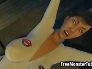 非凡 3d 褐发女郎 可爱 得到 性交 由 二 aliens