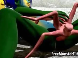 3d 外侨 女神 得到 性交 由 一 mutated spider