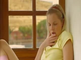 Shocking view of turned on beauty rubbing