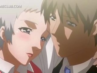 Shorthaired hentai adolescent boobs teased by her magnificent gf