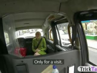 Short blond hair passenger fucked in the cab to off her fare