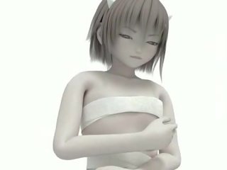 Enchanting 3d anime lover pose in her içki geýim