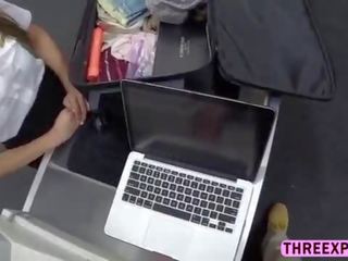 Cantik attractive stewardess pounded hard from behind in the kakus room