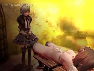 Tied Up Hentai sex film Slave Gets Pussy Licked On Table