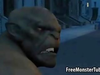 Mainit tatlong-dimensiyonal cookie lays sa a pulis sasakyan at sucks a monsters titi