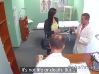 Slim Brunette Takes Doctors manhood