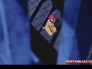 Redhead anime monster fucked in the jail