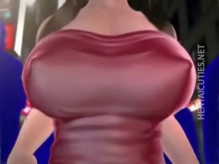 Sladký 3d anime rys dostane velký džbány olizovat