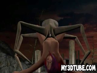 Tatlong-dimensiyonal komika enchantress pagkuha fucked sa pamamagitan ng isang dayuhan spider