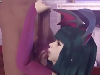 Sensuaalne animeeritud noor naissoost saab näkku purskamine