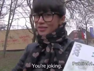 Delightful Russian student bangs in public