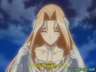 Attractive hentai princess doing blowjob