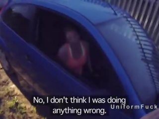 Fake cop pulls over desirable busty blonde then bangs her