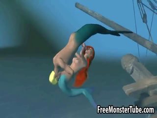 3d piccolo mermaid diva prende scopata difficile sott’acqua