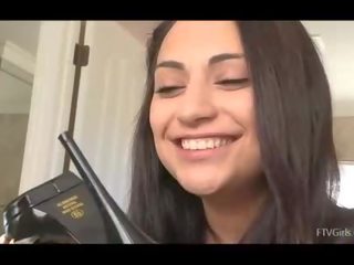 Rikki pleasant amateur brunette with thong licking shoe and masturbating with heel of shoe