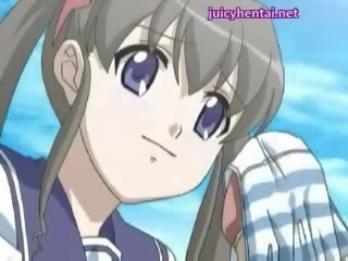 Perky anime girlfriend getting facial