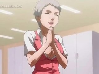 Slutty anime seductress seducing teen stud for threesome