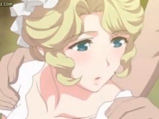 Anime Maid Jerks pecker With Her Huge Boobs