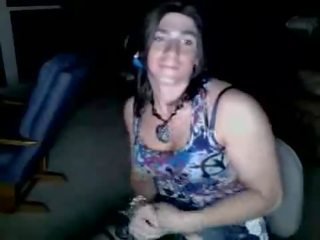 Attractive College Crossdresser Stroking it on Webcam