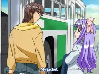 Sweet anime sweetheart fantasizing about her voluptuous beau