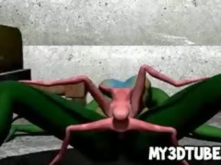 3d green alien getting fucked hard by a spider