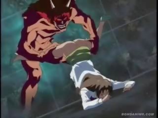 Hentai pulis nabunggo sa pamamagitan ng a malaki at mabigat beast