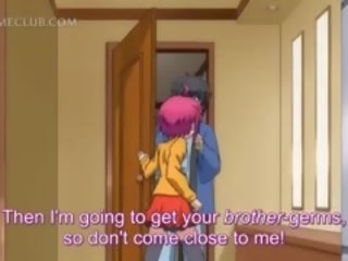 Teenage hentai femme fatale checking her susu in the pangilon