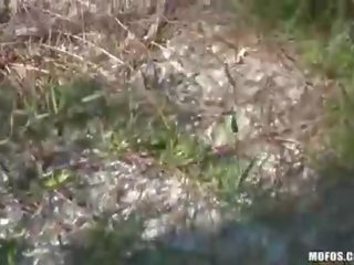 Lucky bloke fucks adorable sweetheart in the woods