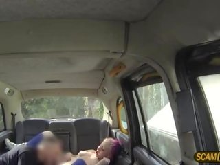 Kinky blonde schoolgirl rides a massive peter inside the taxi